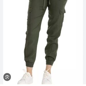 Nicole Miller 100% European flax linen olive green extra large jogger style pant